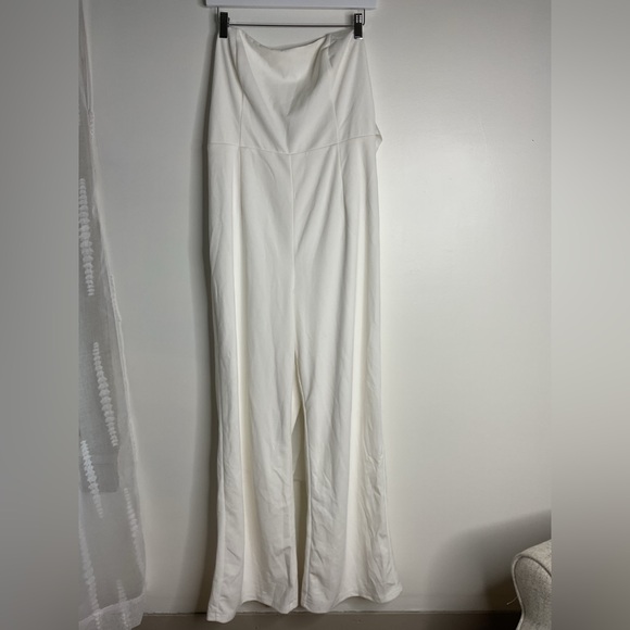 Lulus Marvelous Glow White Strapless Pearl Tie-Back Jumpsuit XL - Picture 5 of 13